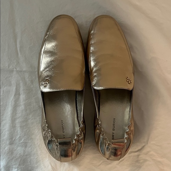 Tory Burch Gold Kira Elastic Loafers - Picture 2 of 6